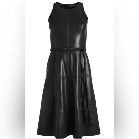 Alice + Olivia Leandra Vegan Leather Midi Dress, Size 0